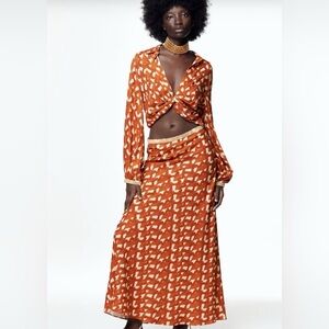 Zara 2 Pieces Set Linen Beaded Maxi, Set of two